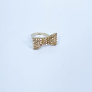 Gold Rhinestone Bow Ring!! Size 7